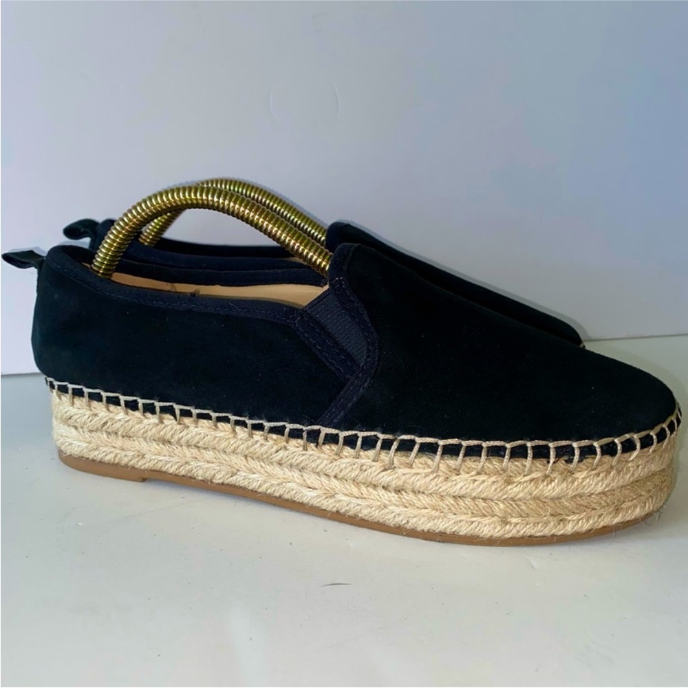 Sam Edelman Carrin Platform Black Nubuck Leather Espadrilles  size 7.5